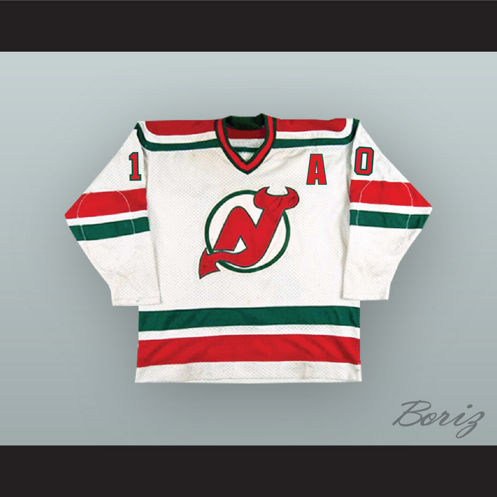 Aaron Broten 10 New Jersey White Hockey Jersey