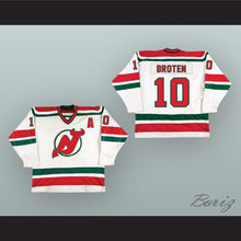 Load image into Gallery viewer, Aaron Broten 10 New Jersey White Hockey Jersey