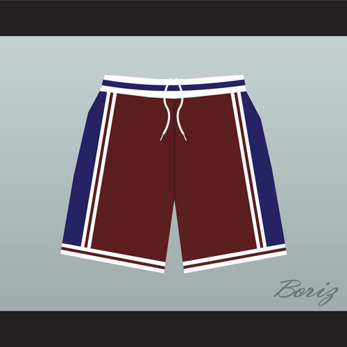 Panthers High School Maroon with Blue Side Stripe Basketball Shorts Above The Rim