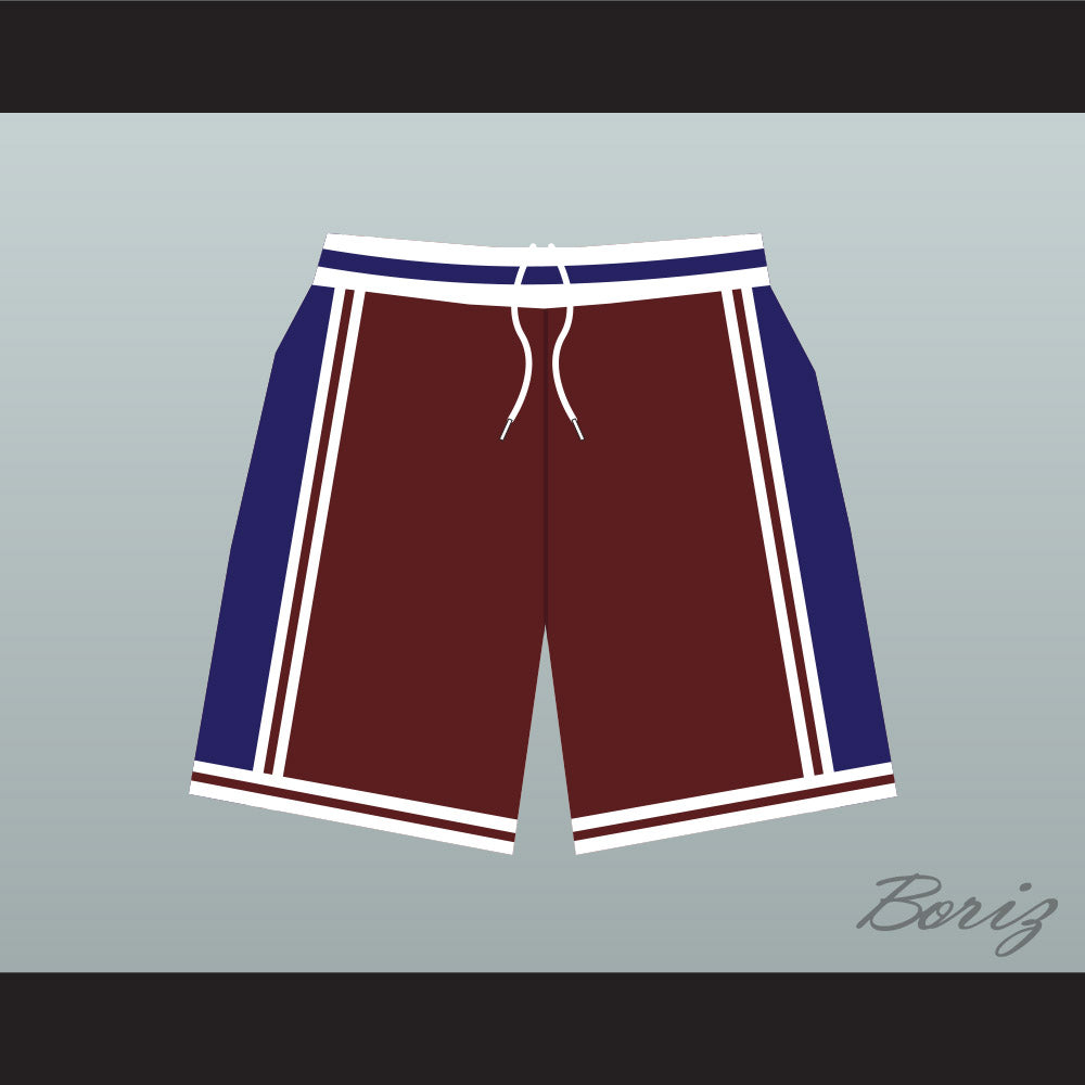 Panthers High School Maroon with Blue Side Stripe Basketball Shorts Above The Rim
