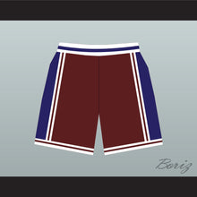 Load image into Gallery viewer, Panthers High School Maroon with Blue Side Stripe Basketball Shorts Above The Rim
