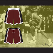 Load image into Gallery viewer, Panthers High School Maroon with Black Side Stripe Basketball Shorts Above The Rim