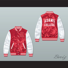 Load image into Gallery viewer, Adams College Red/ White Varsity Letterman Satin Bomber Jacket