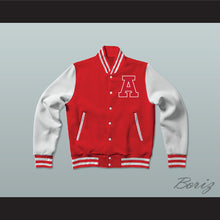 Load image into Gallery viewer, Adams College Red Varsity Letterman Jacket-Style Sweatshirt