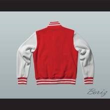 Load image into Gallery viewer, Adams College Red Varsity Letterman Jacket-Style Sweatshirt