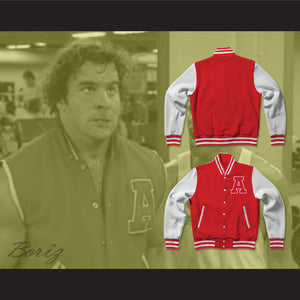 Adams College Red Varsity Letterman Jacket-Style Sweatshirt