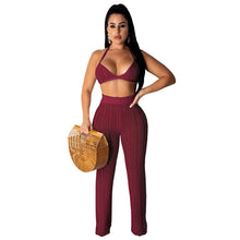 Load image into Gallery viewer, Adogirl 2019 Summer Fishnet Knitted Two Piece Set Women Sexy See Through Night Club Suits Bra Top Pants Casual Beach Outfits