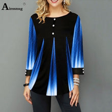 Load image into Gallery viewer, Aimsnug 2020 Women New Summer Street hipster Print Blue Tops 3/4 Sleeve Loose Ladies Tee Shirt Plus Size 4xl 5xl Female T-Shirt