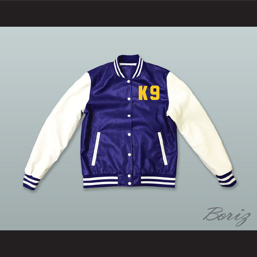 Air Bud K9 Timberwolves Blue and White Lab Leather Varsity Letterman Jacket 2