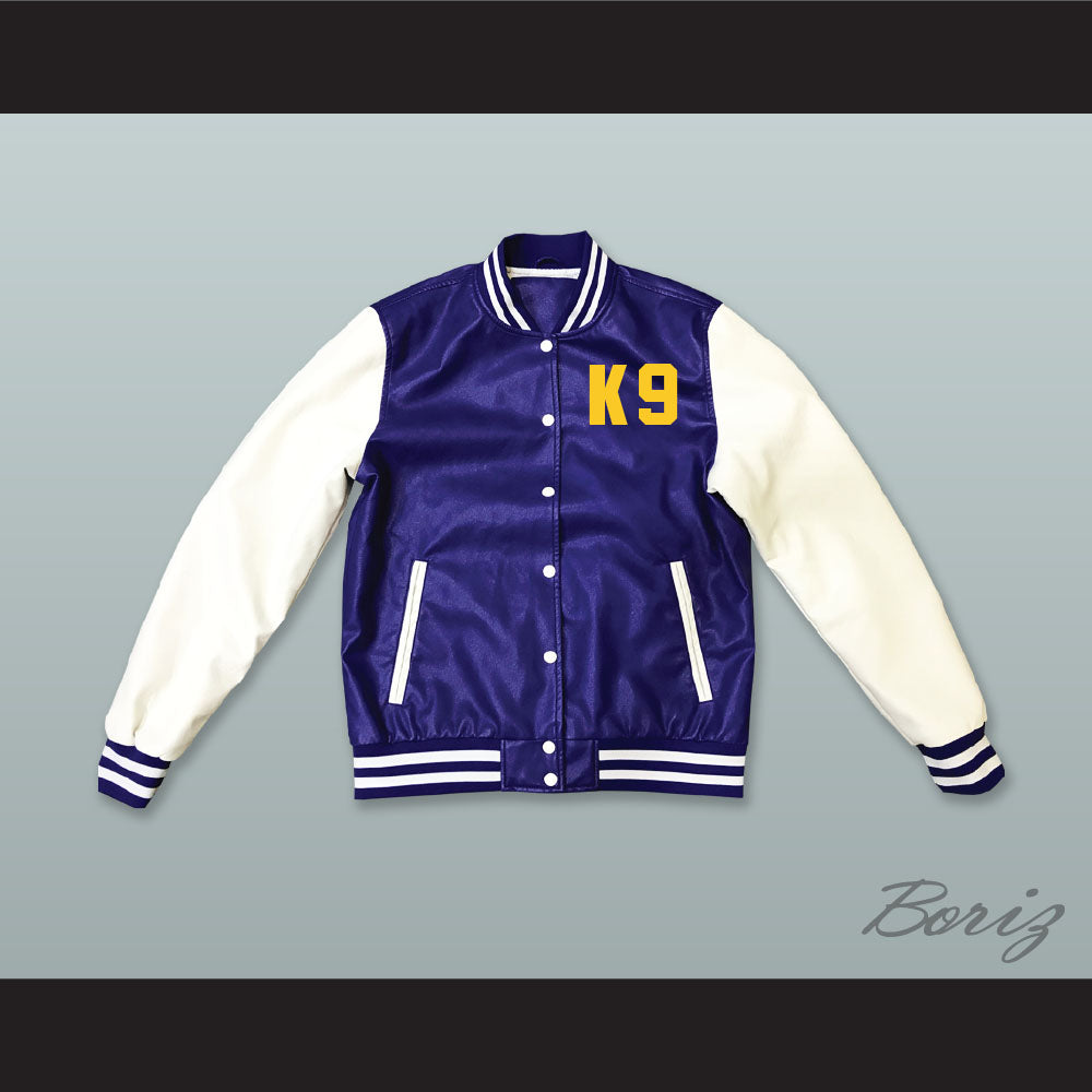 Air Bud K9 Timberwolves Blue and White Lab Leather Varsity Letterman Jacket 2
