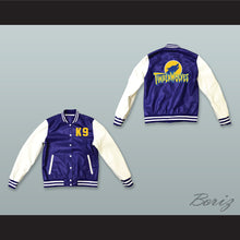 Load image into Gallery viewer, Air Bud K9 Timberwolves Blue and White Lab Leather Varsity Letterman Jacket 2
