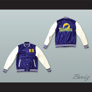 Air Bud K9 Timberwolves Blue and White Lab Leather Varsity Letterman Jacket 2
