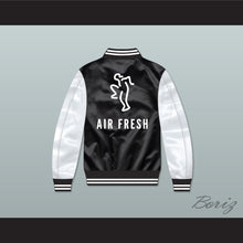 Load image into Gallery viewer, Air Fresh Black/ White Varsity Letterman Satin Bomber Jacket