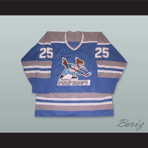 Aki Berg 25 Edmonton Roadrunners Light Blue Hockey Jersey