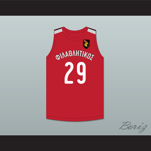 Alex Antetokounmpo 29 Filathlitikos A.O Zografou B.C. Red Basketball Jersey 2