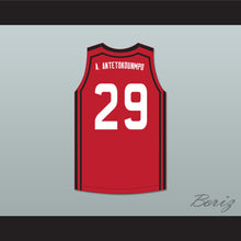 Load image into Gallery viewer, Alex Antetokounmpo 29 Filathlitikos A.O Zografou B.C. Red Basketball Jersey