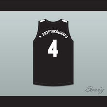 Load image into Gallery viewer, Alex Antetokounmpo 4 Dominican High School Knights Black Basketball Jersey 2
