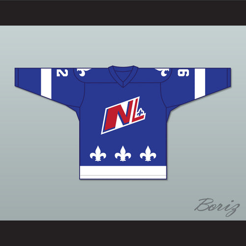 Alex Beauchesne 92 Le National de Quebec Blue Hockey Jersey- Lance et compte (He Shoots, He Scores)