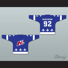 Load image into Gallery viewer, Alex Beauchesne 92 Le National de Quebec Blue Hockey Jersey- Lance et compte (He Shoots, He Scores)