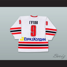 Load image into Gallery viewer, Alexander Gutov 9 Metallurg Novokuznetsk White Hockey Jersey