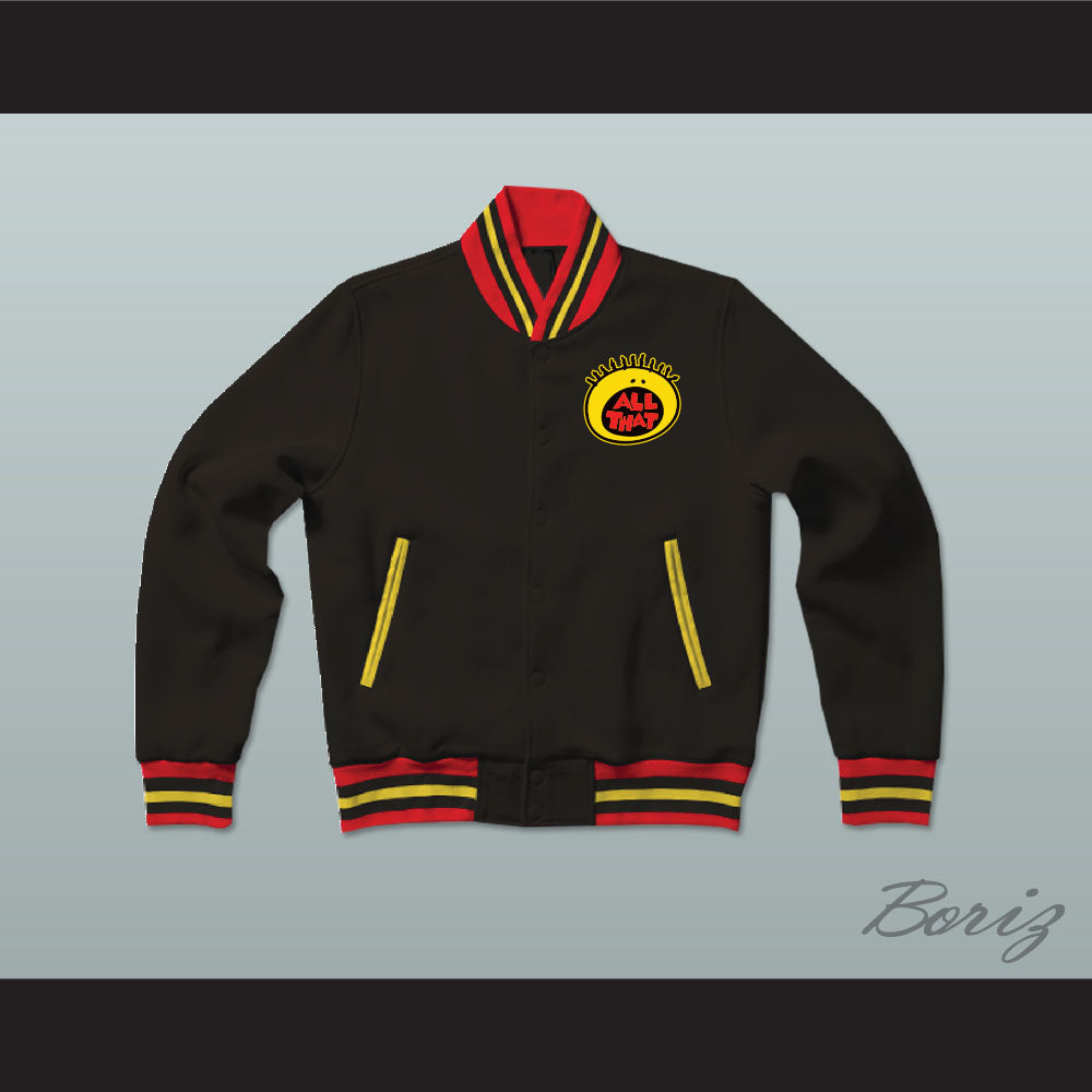 All That Black Varsity Letterman Jacket-Style Sweatshirt