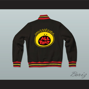 All That Black Varsity Letterman Jacket-Style Sweatshirt