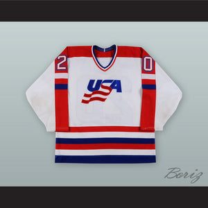 Allen Bourbeau 20 USA National Team White Hockey Jersey