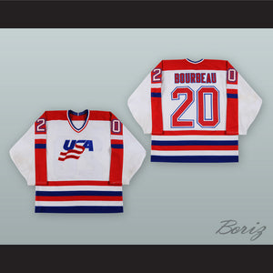 Allen Bourbeau 20 USA National Team White Hockey Jersey