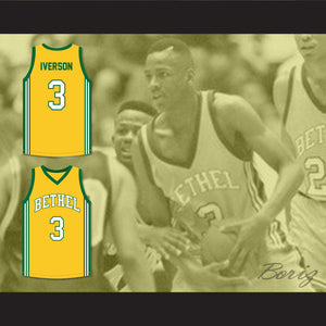 Allen Iverson 3 Bethel High School Yellow Basketball Jersey