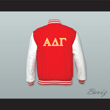 Load image into Gallery viewer, Alpha Delta Gamma Fraternity Red Wool and White Lab Leather Varsity Letterman Jacket