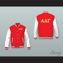 Load image into Gallery viewer, Alpha Delta Gamma Fraternity Red Wool and White Lab Leather Varsity Letterman Jacket