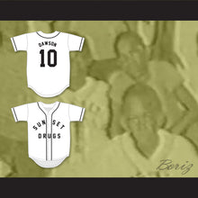 Load image into Gallery viewer, Andre Dawson 10 Sunset Drugs Little League White Baseball Jersey 2