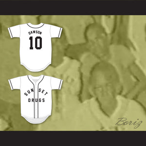 Andre Dawson 10 Sunset Drugs Little League White Baseball Jersey 2