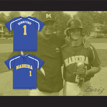 Load image into Gallery viewer, Andrew Benintendi 1 Madeira High School Mustangs Blue Baseball Jersey 2