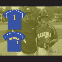 Load image into Gallery viewer, Andrew Benintendi 1 Madeira High School Mustangs Blue Baseball Jersey 1