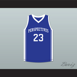 Anthony Davis 23 Perspectives Charter School Blue Basketball Jersey 2