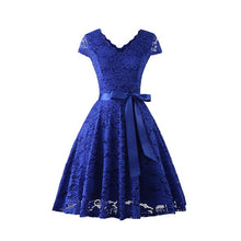 Load image into Gallery viewer, Aovica V-Neck Lace Knee-Length Women Dresses With Short Sleeves Dress For Women Female Vestidos New Arrival Chic Cheapest Price