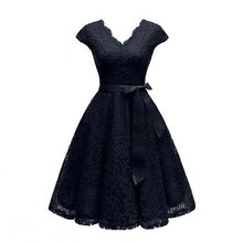 Load image into Gallery viewer, Aovica V-Neck Lace Knee-Length Women Dresses With Short Sleeves Dress For Women Female Vestidos New Arrival Chic Cheapest Price