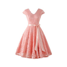 Load image into Gallery viewer, Aovica V-Neck Lace Knee-Length Women Dresses With Short Sleeves Dress For Women Female Vestidos New Arrival Chic Cheapest Price