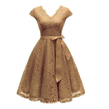 Load image into Gallery viewer, Aovica V-Neck Lace Knee-Length Women Dresses With Short Sleeves Dress For Women Female Vestidos New Arrival Chic Cheapest Price