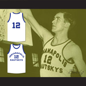 Arnie Risen 12 Indianapolis Kautskys White Basketball Jersey