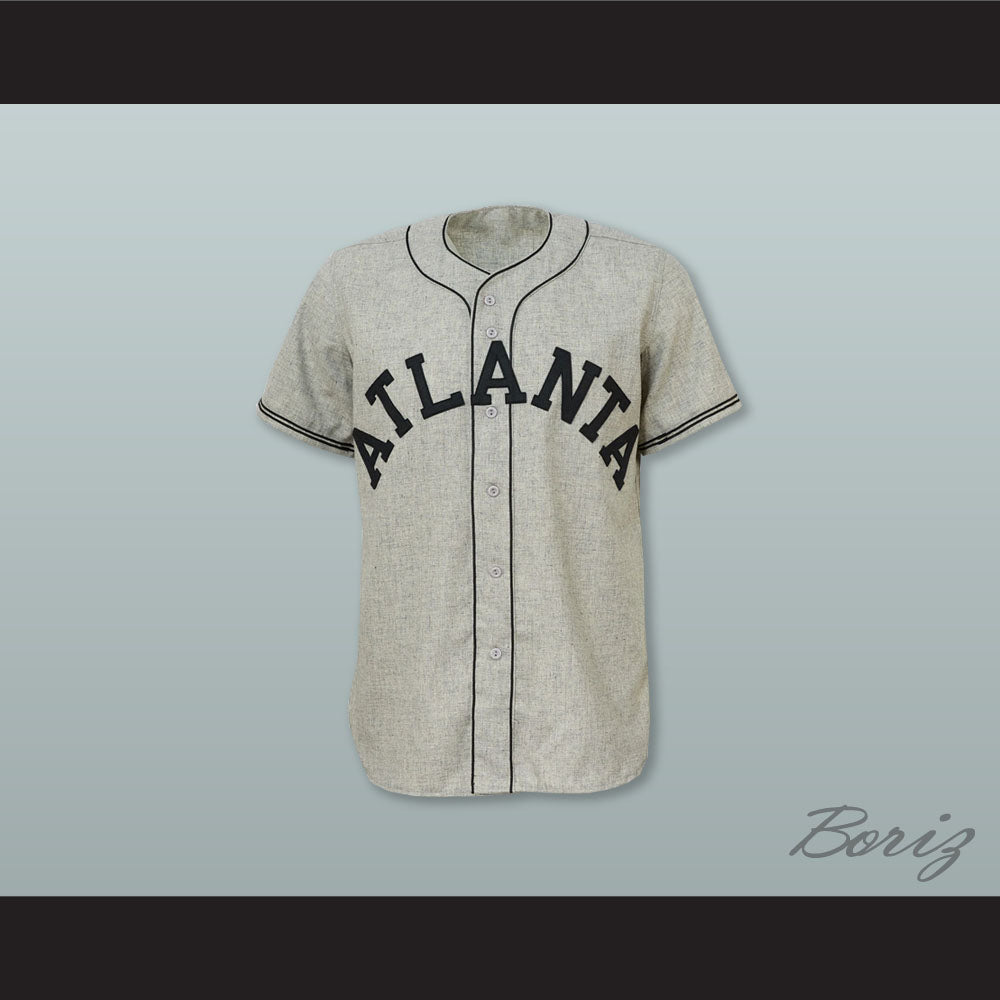 Atlanta Crackers 7 Gray Button Down Baseball Jersey