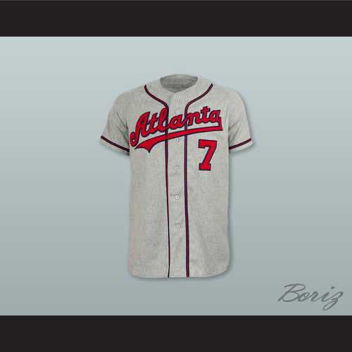 Atlanta Crackers 7 Gray Button Down Throwback Baseball Jersey