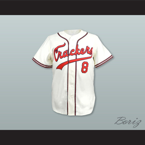 Atlanta Crackers 8 White Button Down Baseball Jersey