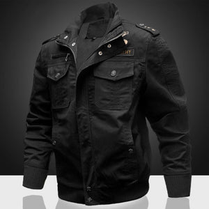 Autumn And Winter Men's Multi Pocket Military Jacket Pure Cotton Casual Work Jacket Large Loose Cotton Jacket Special Forces Men