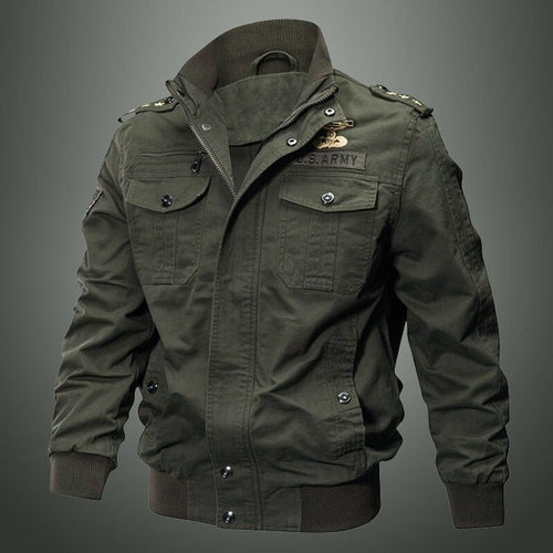 Autumn And Winter Men's Multi Pocket Military Jacket Pure Cotton Casual Work Jacket Large Loose Cotton Jacket Special Forces Men