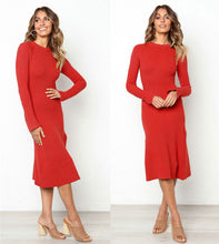 Load image into Gallery viewer, Autumn Knitted Bodycon Maxi Dress Casual Sexy V Neck Long Sleeve Women Elegant Winter Slim Fashion Long Dresses Thin Dress 2020