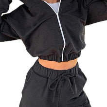 Load image into Gallery viewer, Autumn New Fashion 2Pcs Sports Clothing Suit Casual Womens Girls Zipper Sweater Hoodie Long Sleeve Hoodies+High Wait Shorts Sets