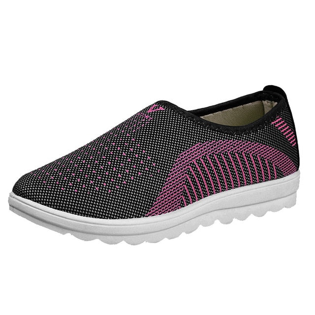 Autumn Vulcanized Shoes Mesh Flat With Loafers Plus Size Cotton Women Flats Casual Walking Stripe Sneakers For Female Туфли#10