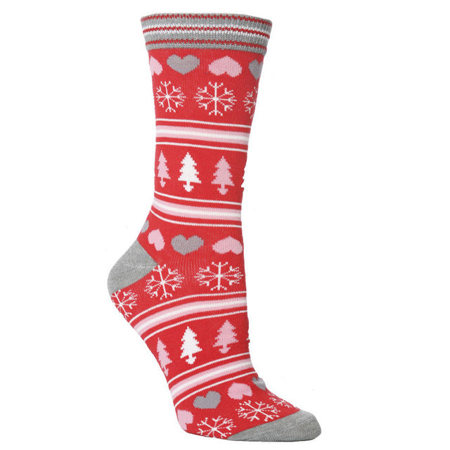 Autumn Winter Socks For Women New Year Santa Claus Christmas Snow Elk Gift Cute Cartoon Thickness Socks Long Cotton Socks#10